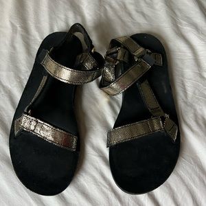 Teva Sandals in Black and Gold